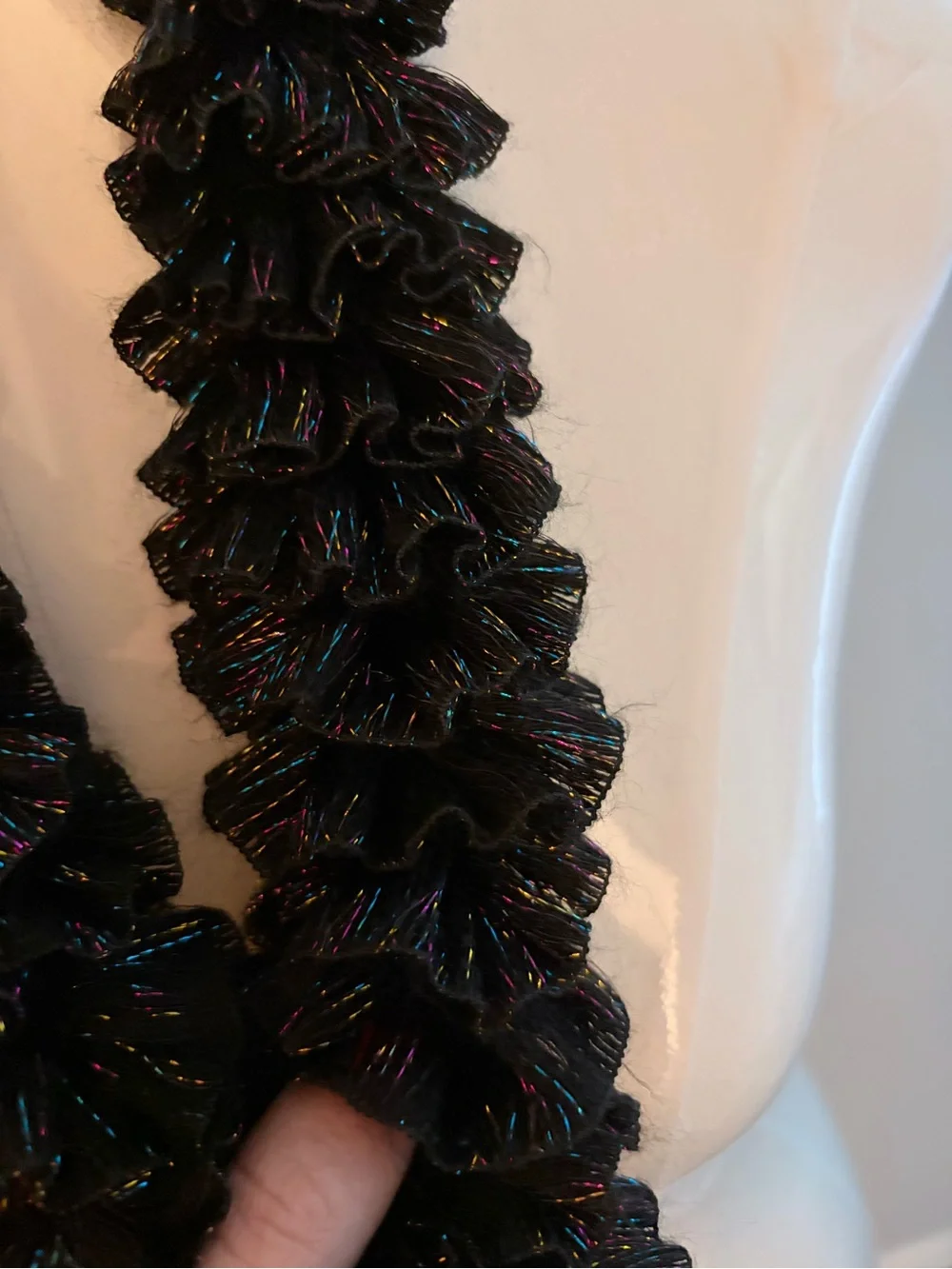 Black Ruffled Loop Scarf - Stylish Women's Accessory